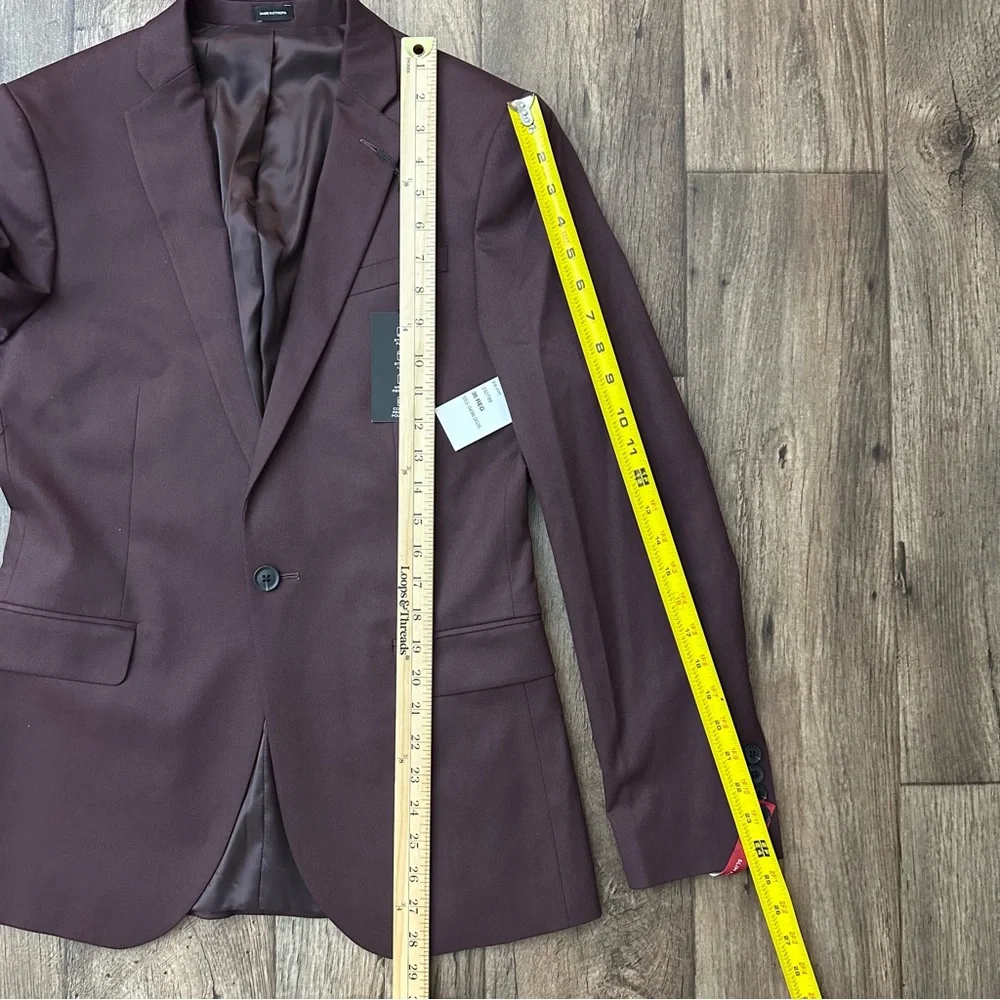 J Ferrar JF Classic Stretch Slim Fit Suit Blazer Men’s Size 36 Reg Burgundy